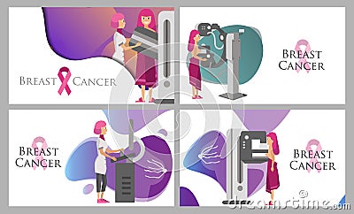 National Breast Cancer Awareness Month or Pink ribbon set Vector Illustration