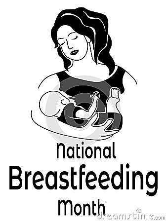 National Breastfeeding Month, idea for a poster, banner, flyer, social postcard Vector Illustration