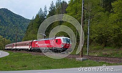 National carrier of Slovak Railways - locomotive Siemens Editorial Stock Photo