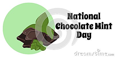 National Chocolate Mint Day, simple horizontal food poster or banner design Vector Illustration