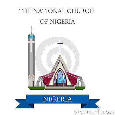 The National Church of Nigeria Flat historic vecto Vector Illustration
