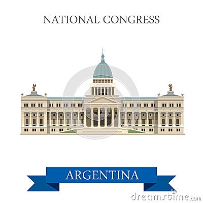 National Congress Buenos Aires Argentina vector flat attraction Vector Illustration