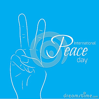 National Day of Peace. Outline peace gesture Vector Illustration