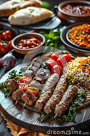 National Day of Turkey, national Turkish cuisine, traditional Turkish dishes, assorted Turkish food Stock Photo