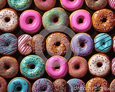 National donut day has many different delicious donuts. Stock Photo