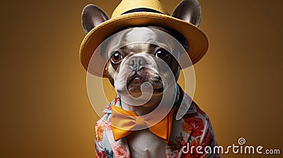 National Dress Up Your Pet Day: A pet dressed in a cute outfit, posing for a humorous and adorable photo Stock Photo