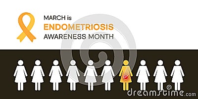 National Endometriosis Awareness Month march info graphic Vector Illustration