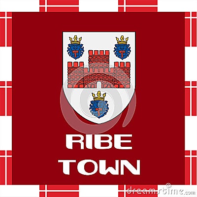 National ensigns of Denmark - Ribe town Stock Photo