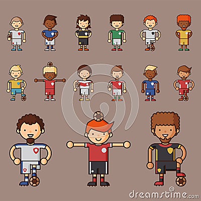 National Euro Cup soccer football teams vector illustration and world game player captain leader in uniform sport men Vector Illustration