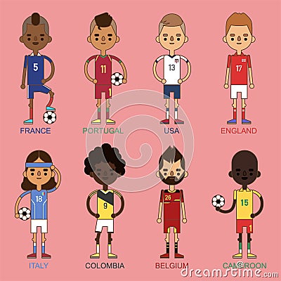 National Euro Cup soccer football teams vector illustration and world game player Vector Illustration