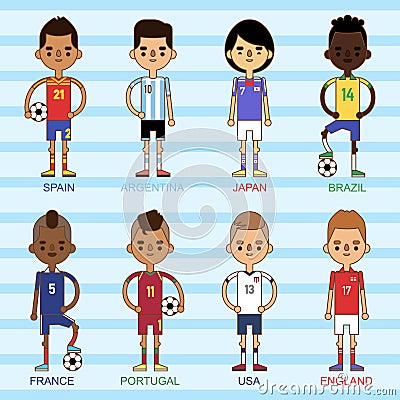 National Euro Cup soccer football teams vector illustration and world game player captain leader in uniform sport men Vector Illustration