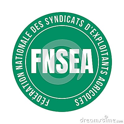National federation of agricultural holders' unions symbol icon called FNSEA in French language Cartoon Illustration