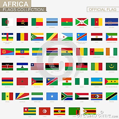 National flag of African countries, official vector flags collection Vector Illustration