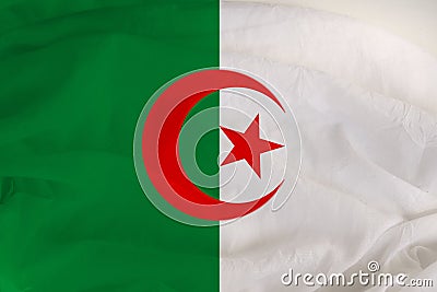 National flag of Algeria, a symbol of vacation, immigration, politics Stock Photo