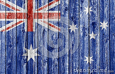 National flag of Australia on old wood background Stock Photo