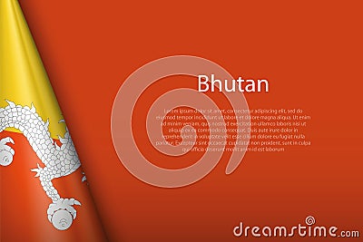 national flag Bhutan isolated on background with copyspace Vector Illustration