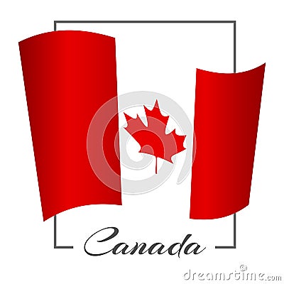 The national flag of Canada in a rectangular frame with the inscription Canada Background Vector Vector Illustration