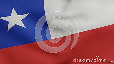 National flag of Chile waving 3D Render, La Estrella Solitaria or The Lone Star, Republic of Chile flag textile Cartoon Illustration