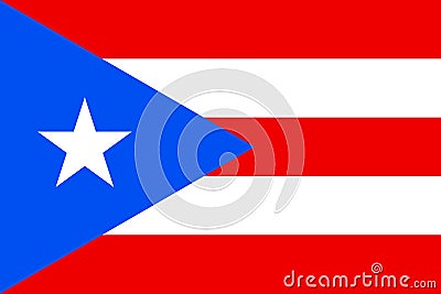 National Flag Commonwealth of Puerto Rico, Five equal horizontal bands of red alternating with white, blue equilateral triangle Vector Illustration