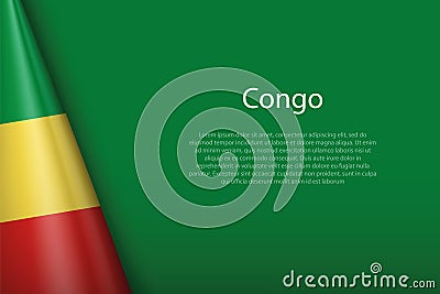 national flag Congo isolated on background with copyspace Vector Illustration