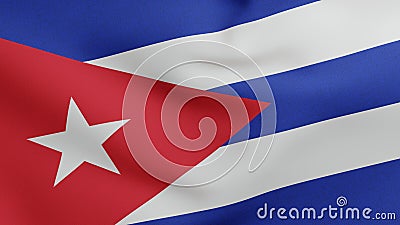 National flag of Cuba waving 3D Render, Bandera de Cuba or Estrella Solitaria and Lone Star flag, Republic of Cuba flag Cartoon Illustration