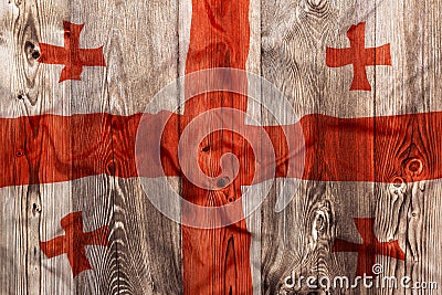 National flag of Georgia, wooden background Stock Photo