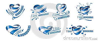 National flag of the Honduras in the shape of a heart and the inscription I love Honduras. Vector illustration Vector Illustration