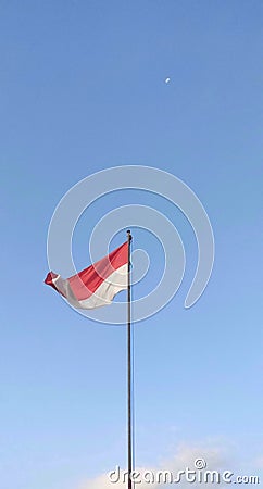 The national flag of Indonesia Raya flutters mightily Stock Photo