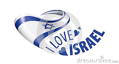 National flag of the Israel in the shape of a heart and the inscription I love Israel. Vector illustration Vector Illustration