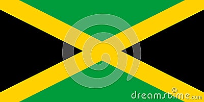 National Flag Jamaica, gold diagonal cross divides the field into four triangles of green and black Vector Illustration