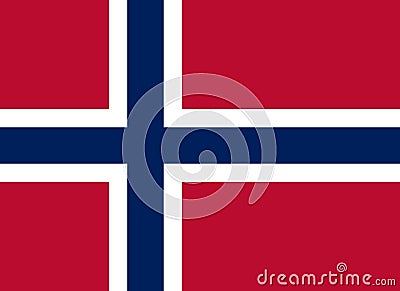 National Flag Kingdom of Norway, red field charged with a white-fimbriated dark blue Nordic cross that extends to the edges, Vector Illustration