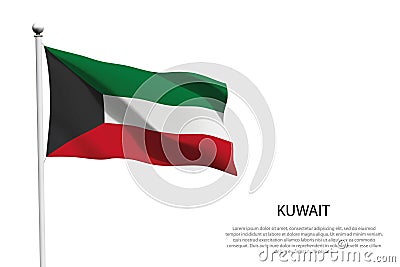 national flag Kuwait waving on white background Vector Illustration