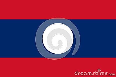 National Flag Lao People`s Democratic Republic, Laos,horizontal triband of red, blue and red; charged with a white circle in the Vector Illustration