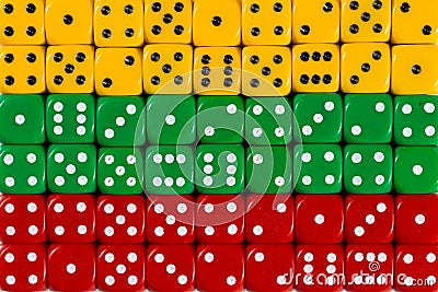 National flag of Lithunia in background of dices Stock Photo