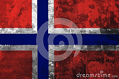 National flag of Norway on the background of the old wall Stock Photo