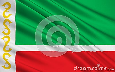 Flag of Republic of Chechnya, Russian Federation Stock Photo