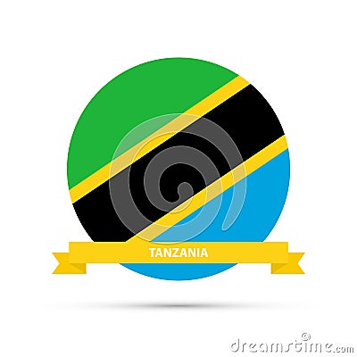 National flag of Tanzania round emblem. Vector Illustration