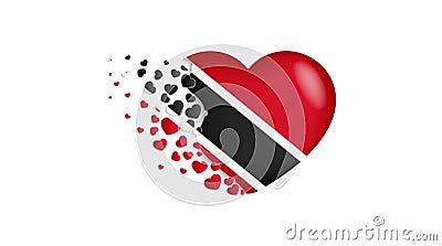 National flag of Trinidad and Tobago in heart illustration. With love to Trinidad and Tobago country. The national flag of Cartoon Illustration