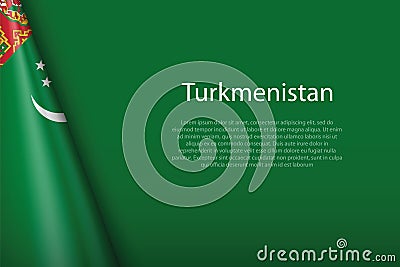 national flag Turkmenistan isolated on background with copyspace Vector Illustration