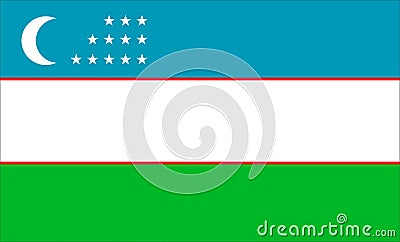 National Flag of Uzbekistan with official colors Vector Vector Illustration