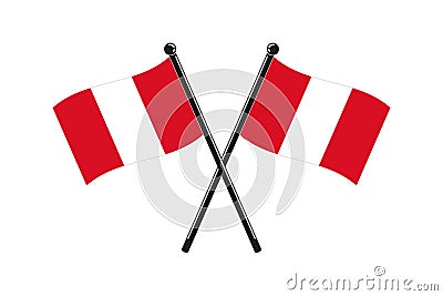 national flags of Republic of Peru crossed on the sticks Vector Illustration