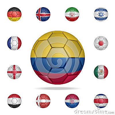 National football ball of Colombia. Detailed set of national soccer balls. Premium graphic design. One of the collection icons for Stock Photo