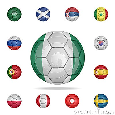 National football ball of Nigeria. Detailed set of national soccer balls. Premium graphic design. One of the collection icons for Stock Photo