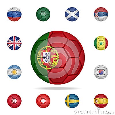 National football ball of Portugal. Detailed set of national soccer balls. Premium graphic design. One of the collection icons for Stock Photo