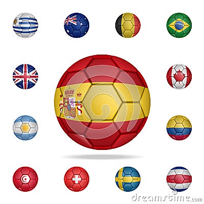 National football ball of Spain. Detailed set of national soccer balls. Premium graphic design. One of the collection icons for Stock Photo