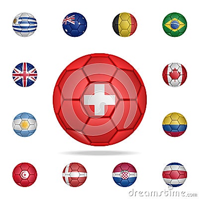 National football ball of Switzerland. Detailed set of national soccer balls. Premium graphic design. One of the collection icons Stock Photo