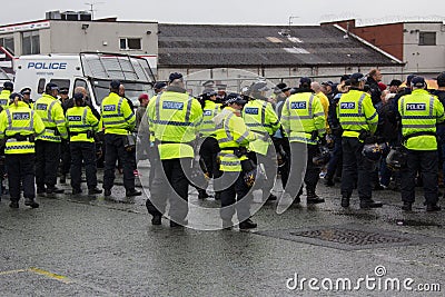 National Front Demonstration with large police presence Editorial Stock Photo