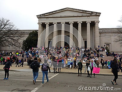 National Gallery of Art West Building, Women`s March, Washington, DC, USA Editorial Stock Photo
