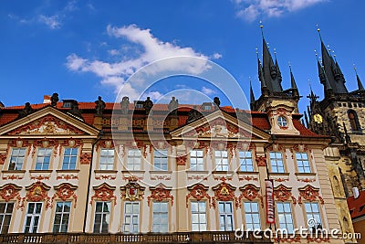 The National Gallery, The Gothic Church of Our Lady before Tyn, Old Buildings, Old Town Square, Prague, Czech Republic Stock Photo