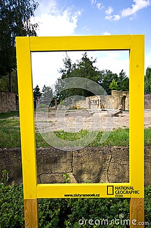 National Geographic frame at Dvur Kralove Zoo Editorial Stock Photo